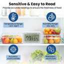 Digital Refrigerator Fridge Thermometer Large LCD Display | Waterproof Freezer Thermometer, Temperature Humidity Sensor, Max/Min Record, Magnetic, Suction Cup, Stand, 4 Pack, Silver