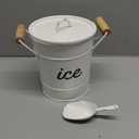 AuldHome Design Rustic Enamelware Ice Bucket; White Farmhouse Style Insulated Ice Server