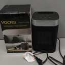 Small Portable Space Heater for Indoor Use - VOCRS 1500W PTC Electric Heater with Thermostat, Remote Control, 12H Timer, Eco and Fan Mode, Rapid and Safe Heating for Bedroom, Office