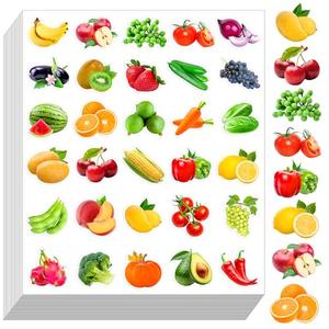 600Pcs Fruits Vegetable Stickers for Kids, Fruits Vegetable Photos Stickers, Realistic Food Fruit for Classroom Theme Party Favor