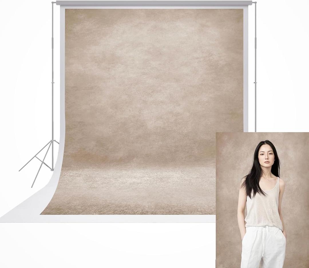 UrcTepics 8x10ft Professional Beige Portrait Backdrop Khaki Abstract Textured Backdrops for Photography Studio Vintage Headshot Background
