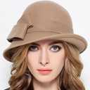 Wool Felt Vintage Winter Warm Hats for Women Bowknot Pillbox Cap Ladies Fascinator Kentucky Party Ceremony Church Fedoras (Red)