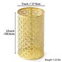 Metal Gold Garbage Can, Gold Trash Can for Office, Modern Metal Waste Basket for Bathroom, 7" W x 7" L x 12" H