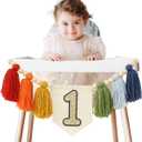 Handmade Rainbow 1st Birthday HighChair Banner Colorful Party Decoration For Girls Boys Baby Shower Kids Bedroom