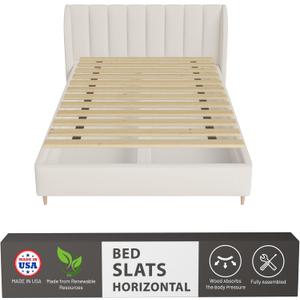 Greaton, 0.68-Inch Horizontal Wooden Bunkie Board/Bed Slats, 72" x 39", Beige