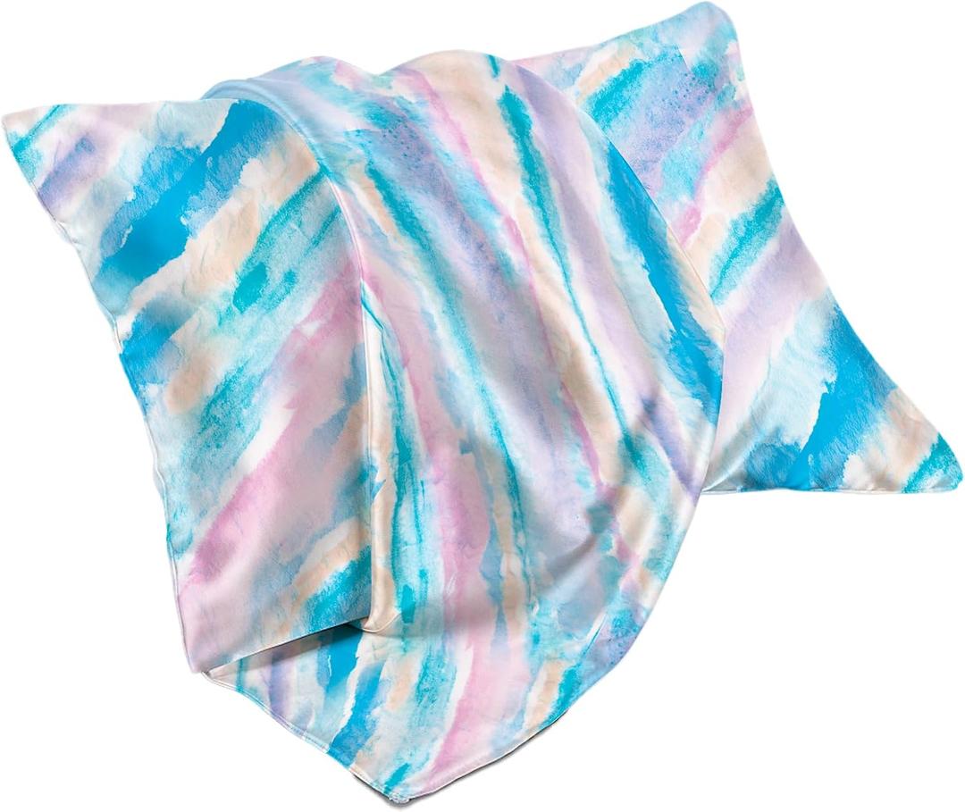 Satin Pillowcase for Hair and Skin,Softer Than Mulberry Silk Pillow Cases 2 Pack, Satin Pillowcases with Zipper, Cooling Pillow Cases Standard Size Set of 2, Light Rainbow Tie Dye