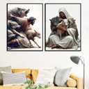 3 x HEIWPMGY Jesus Canvas Painting Jesus Saves The Lost Lambs Wall Art Christian Inspirational Savior God Gift Christian Poster Painting Prints Modern Home Decoration (12x16x2 Unframed)