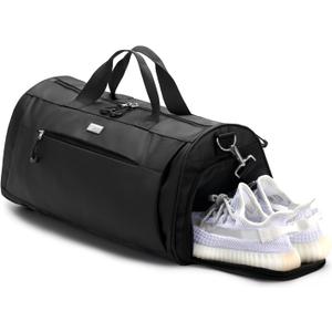 TOPDesign Gym Bag for Women & Men, Unisex Duffel Bag with Shoe Compartment & Wet Pocket for Travel Sports Gym (M Black)