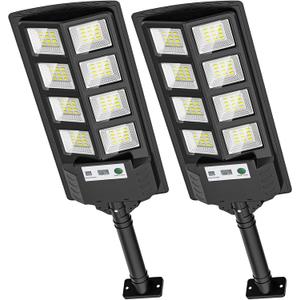 Solar Lights Outdoor Waterproof 6500K 12000LM LED Solar Street Lights, Wide Angle Solar Flood Lights with Motion Sensor and Romote Control for Outside Yard Parking lot etc (2 Pack)