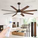 Fanbulous 65 Inch Ceiling Fans with Lights and Remote, Bronze Indoor/Outdoor Ceiling Fan with Quiet Reversible DC Motor, 6 Speeds, 3CCT, 8 Blades Large Ceiling Fan for Living Room Bedroom Patio