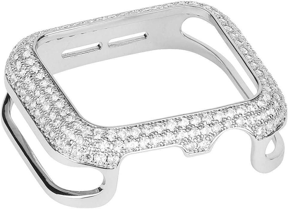 Gorgeous Bling Zircon Crystal Diamond Case Bezel Rhinestone Cover Compatible Apple Watch Series 11 10 46mm 42mm (Silver, S11 S10 42mm)