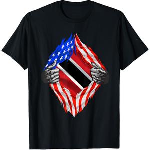 Trinidad and Tobago American Trini Flag Roots Trinidadian T-Shirt, M