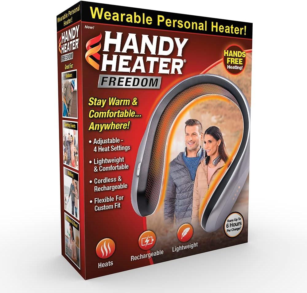 Ontel Handy Heater Freedom - Wearable Neck Heater for Cold Weather, 4 Heat Settings - Comfort Heating Technology - Cordless & Personal - USB Rechargeable, 6 Hour Battery Life, Portable Neck Warmer