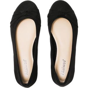 Ataiwee Women's Wide Width Flat Shoes - Comfort Dress Flats, Classic Ballet Shoes for Office, Black Size 10