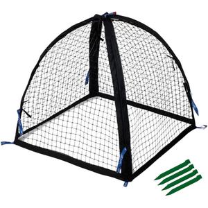 NuVue Products 32109 Pop-Up Garden Netting Pest Guard Cover with Ground Spikes, Mesh Plant Cover Tent for Pest and Animal Control, Black, 52" x 52" x 54"