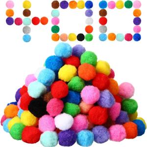 400 Pcs Multicolor Pom Poms for Crafts 1.5 Inch Fuzzy Craft Pompoms Balls for Family Classroom DIY Creative Christmas Decorations