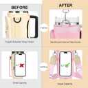 Water Bottle Holder with Strap for Stanley Cup 40 oz Tumbler with Handle, Personalized Initial Stanley Cup Accessories, Thanksgiving, Water Bottle Carrier Bag for Women & Men - Pink