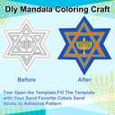 2 x Sosation 24 Set 5 Inch Hanukkah Sand Art Kits Gift Self Adhesive Painting for Adult Chanukah DIY Art Craft Pictures with 7 Colorful Sand for Hanukkah Christmas Jewish Party Favors