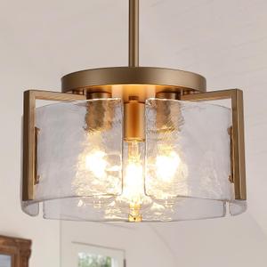 Gold Chandeliers for Dining Room Light Fixture, 4Light Foyer Lighting Fixtures Pendant Lights Kitchen Island, Adjustable Modern Farmhouse Chandelier for Entryway Bedroom Bathroom Foyer Living Room