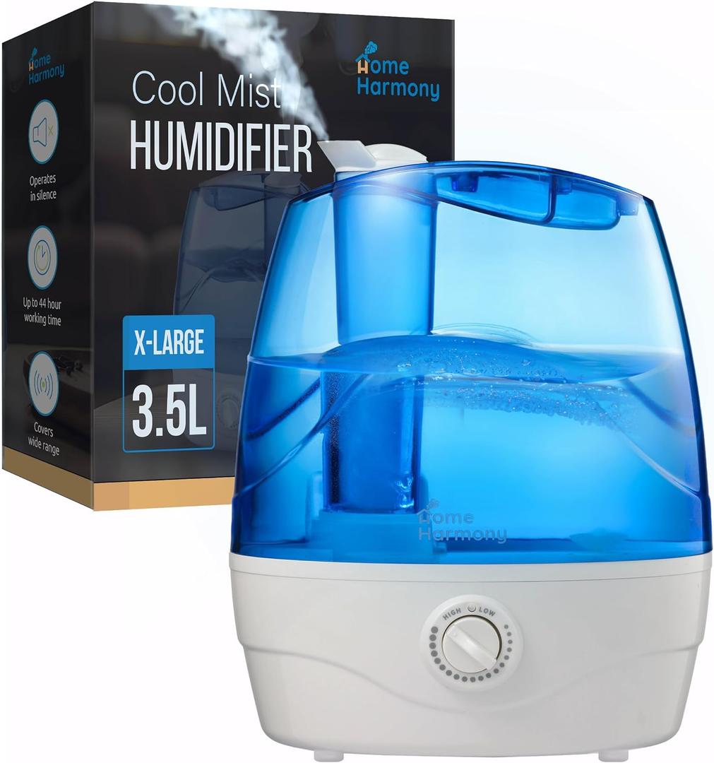 Cool Mist Humidifiers for Bedroom 3.5L Large Room Humidifier Personal Humidifier with 360-Degree Rotating Nozzle and Auto Shut-Off Quiet Baby Humidifiers for Nursery, Bedroom