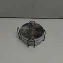 Set of 6 Abstract Black Marble Coasters with Holder, Absorbent Ceramic Coasters for Drinks, Coasters with Cork Backing for Table Protection, Housewarming Gifts for New Home