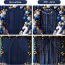 Navy Blue Backdrop Curtains with Lights for Parties,10x10FT Wrinkle Free Wedding Photo Backdrop Curtains for Baby Shower Birthday Graduations Home Party Decorations-5ft x 10ft