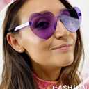 18 Pairs Heart Sunglasses Rimless Heart Shaped Glasses Bulk Pack for Women Colored Party Birthday (Purple)