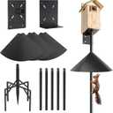 92 Inch Heavy Duty Smart Bird Feeders with Squirrel Baffle & 5-Prong Base  Rustproof Birdhouse Stand for Bluebird Houses, Birdhouse Pole& Weather Stations  Sturdy Design for Enhanced Bird Watching (Black)