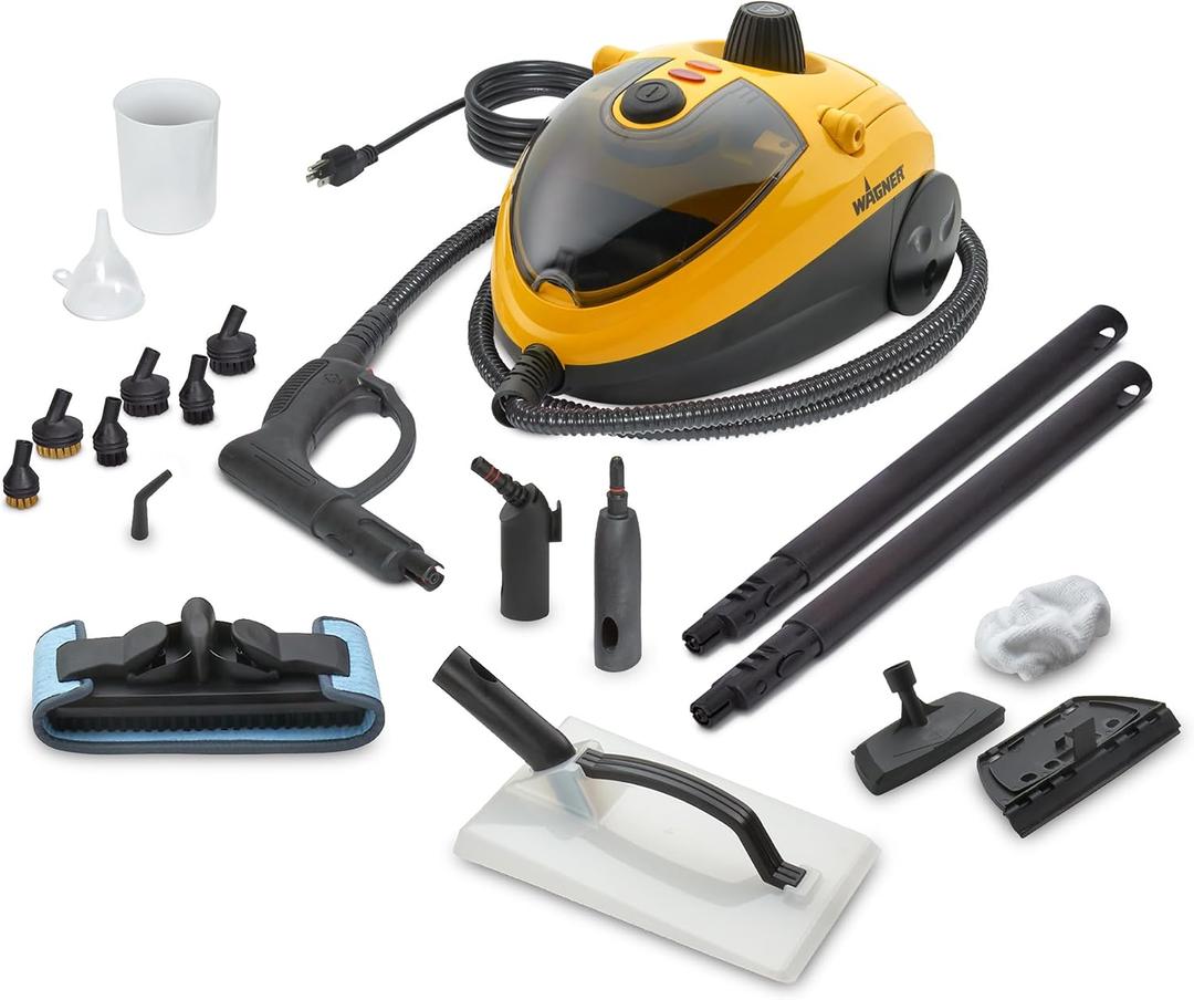 Wagner Spraytech 2494184 915e On-Demand Steam Cleaner & Wallpaper Removal, Multipurpose Power Steamer, 18 Attachments Included (Some Pieces Included in Storage Compartment) For Floor