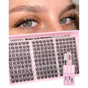 Goddvenus Lash Clusters Kit Wispy Cluster Eyelash Extensions Kit Natural DIY Lash Extension Kit 10-16mm Eyelashes Clusters 180pcs C Curl Individual Lashes Cluster Eyelash (No Tweezers)