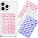 LvShuLiangPin Silicone Suction Phone Case Mount 3 Pack, Silicon Adhesive Suction Cup Phone Mount, Non Slip Sticky Phone Grip for Cellphone, Strong Grip Holder for Selfies and Videos (LTPK&LPE&WHT)