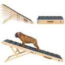 Clikuutory 2025 Upgraded Dog Ramp for Couch, 63" Foldable Small Dog Ramp for Bed, 5 Adjustable Height from 16" to 34", Portable Stable Pet Steps with Anti-Slip Carpet for Low Bed Couch Stairs, Wood