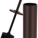 Bronze Toilet Brush and HolderExtra Long Handled Toilet Brush for BathroomStainless Steel Heavy Duty Toilet Bowl Brush,Removable Inner Bowl,Deep Cleaning Dense Bristles Cleaner Brush -Space Saving