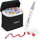 Caliart Alcohol Based Markers, 81 Colors Art Drawing Markers Set Dual Tip Brush & Fine Permanent Colored Sketch Pens, with Case for Artists Adults Coloring Book