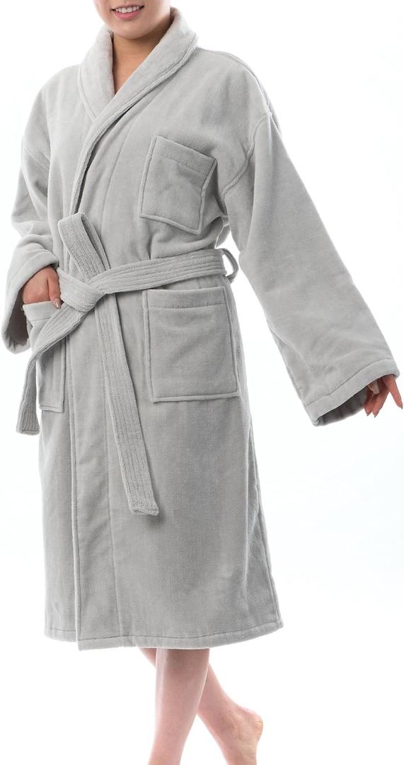 Alpine Swiss Blair Womens Cotton Terry Cloth Bathrobe Shawl Collar Velour Spa Robe (Gray, XL)
