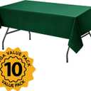 10-Pack Hunter Green Tablecloths for Rectangle Tables, 60 x 102 Inches, Stain-Resistant Polyester Fabric for 6 Foot Tables - Washable Table Covers for Weddings, Birthday Parties, Events