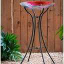 Evergreen Garden Metal Hourglass Shape Bird Bath Stand for Outdoors | 31" Tall Fits up to 18" Diameter Bowls | Weatherproof Easy Assembly | 4 Stable Steel Legs for Garden Patio Outside