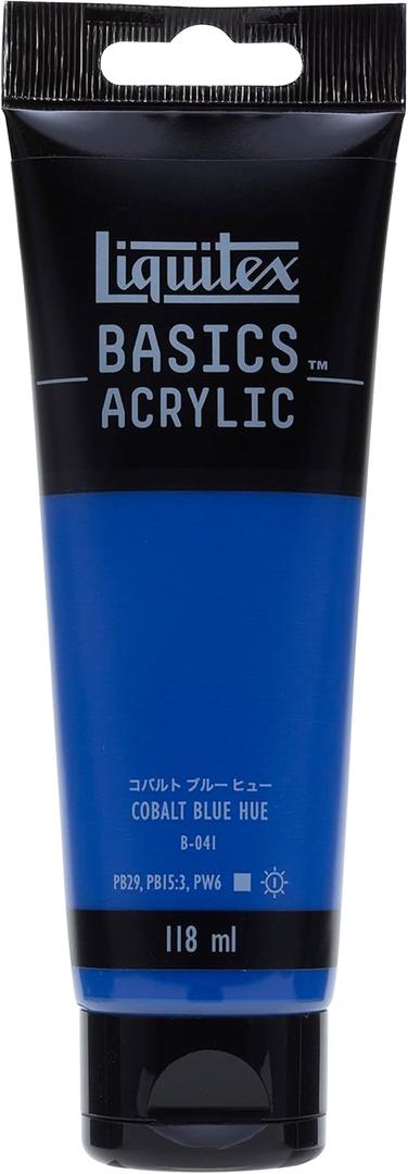 LIQUITEX Acrylic Paint Basics B-041, Cobalt Blue Hue, 4.0 fl oz (118 ml)