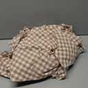 Taupe Plaid Ruffled Table Cloth for Rectangle Table Seat 4-6, 100% Washed Cotton Brown Classic Farmhouse Fall Checker Gingham Vintage Decorative Tablecloth - 70"x52"