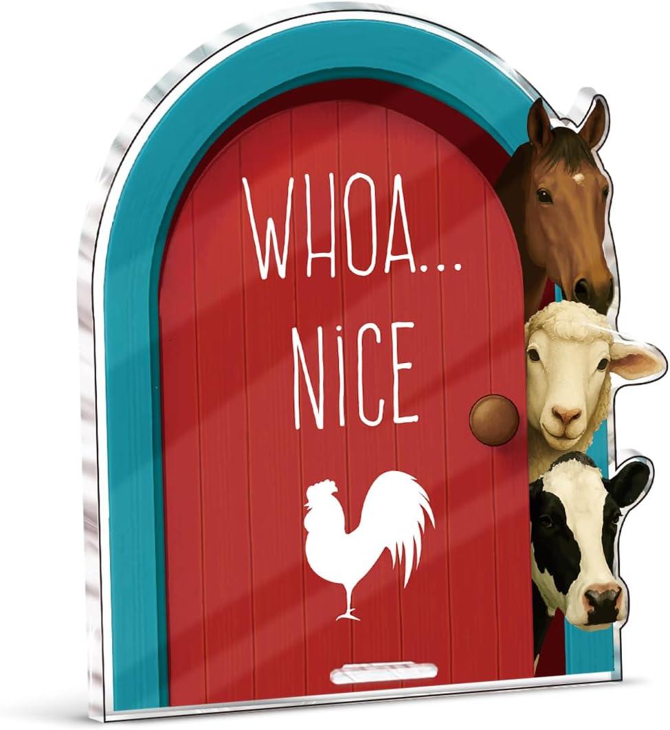 Funny Farmhouse Bathroom Decor - Funny Farm Animals Bathroom Sign for Restroom Shelves Toilet Tank Decor - Nice Rooster Sign, 4.7x5.5 inches