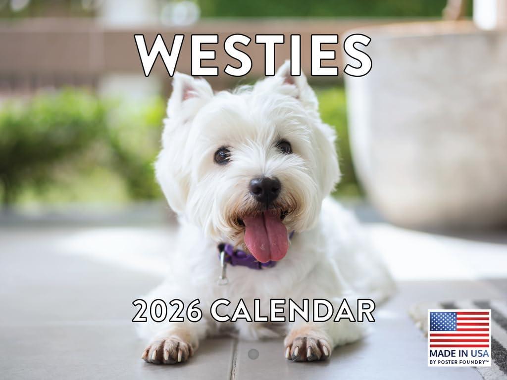 Westie Calendar 2026 West Highland Terrier Gifts Westies Monthly Wall Calender 12 Month | American Made In The USA