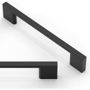 10 Pack Matte Black Cabinet Pulls 5 Inch(128mm) Kitchen Cabinet Handles Solid Zinc Alloy Cabinet Hardware Drawer Pulls (5" Hole Center)