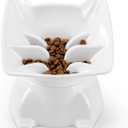 Small Elevated Slow Feeder Cat Bowl,Cute Tilted Detachable Cat Slow Feeder Food Bowls,Anti Vomiting Raised Pet Bowl for Dry and Wet Food,Whisker Friendly,Suitable for Cats & Small Dogs,White