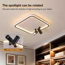 Shine LUEST Modern Square LED Flush Mount Ceiling Light Fixture, 2 Spotlights, Black Frame White Shade Minimalist Lighting for Living Room Bedroom Kitchen, 19.69 inches