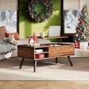 WLIVE Coffee Table with Lifting Top, Hidden Storage & Adjustable Shelf for Living Room Small Space, Multifunctional Rising Wooden Center Table, Mid Century Modern Tables for Home Dining Office, Brown