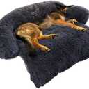 Calming Dog Bed Fluffy Plush Dog Mat for Furniture Protector with Removable Washable Cover for Large Medium Small Dogs and Cats (Large(45x37x6), Dark Grey) (45.0"L x 37.0"W x 6.0"Th)