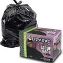 Ultrasac 33 Gallon Trash Bags - (Huge 100 Pack/w Ties) - 39" x 33" Heavy Duty Large Professional Quality Black Garbage Bags - Extra Strong Plastic Trashbags for Home, Kitchen, Lawn, and Other