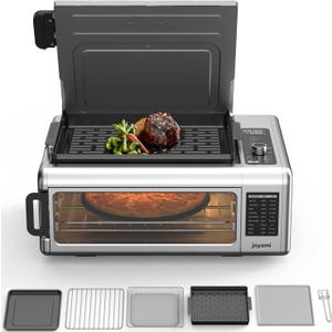 JOYAMI Air Fry Countertop Oven, 18QT 1600W Convection Oven and Indoor Grill Combo with See-Through Window for Air Fry, Bake, Dehydrate, Toast, 6 Nonstick Accessories