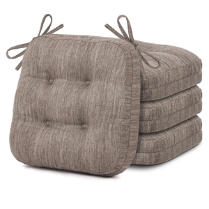 Shinnwa Kitchen Chair Cushions Set of 4, Dual-Layer Memory Foam Dining Chair Cushions, Patented Design Seat Pads with Ties, 16.5 x 16.5 x 3.5in, 4 Pack, Light Brown