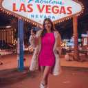 DRESSQUEEN Women 2026 Sexy Summer Bodycon Ruched Party Club Mini Dress Sleeveless Cutout Tight Date Night Tank Short Dresses (Pink, L)